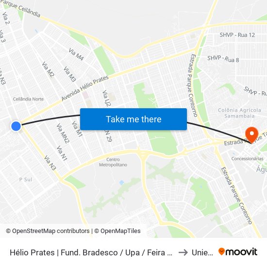 Hélio Prates | Fund. Bradesco / Upa / Feira Do Produtor to Unieuro map