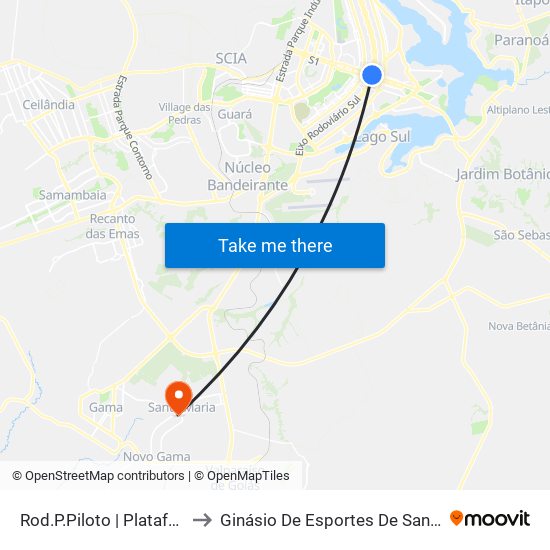 Rod.P.Piloto | Plataforma E to Ginásio De Esportes De Santa Maria map