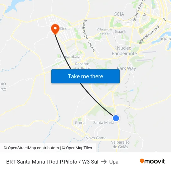 BRT Santa Maria | Rod.P.Piloto / W3 Sul to Upa map
