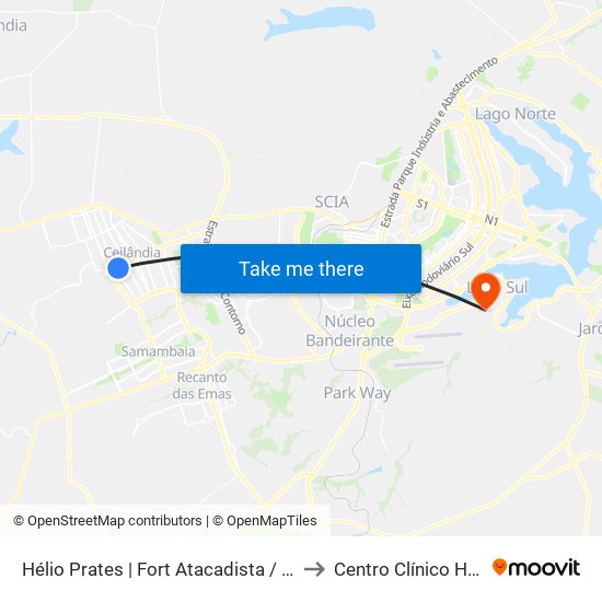 Hélio Prates | Fort Atacadista / Estação Ceilândia Centro to Centro Clínico Hospital Brasília map