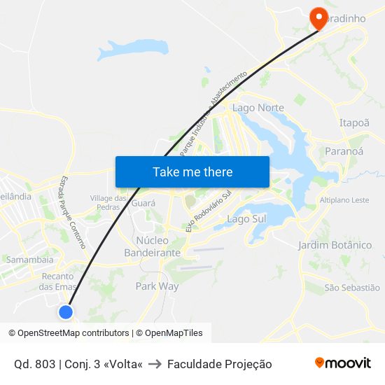 Qd. 803 | Conj. 3 «Volta« to Faculdade Projeção map