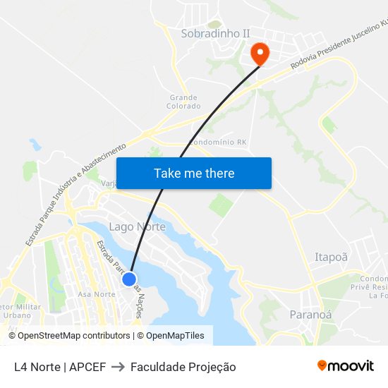 L4 Norte | APCEF to Faculdade Projeção map