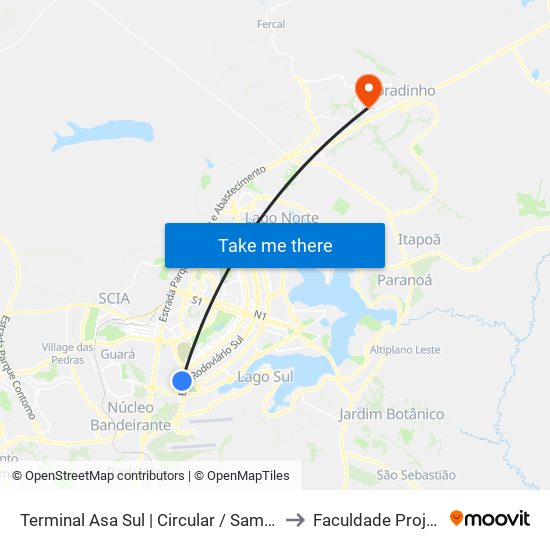 Terminal Asa Sul | Circular / Samambaia to Faculdade Projeção map