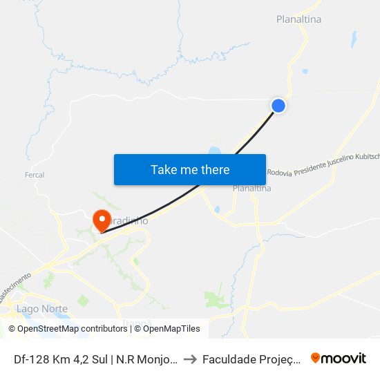 Df-128 Km 4,2 Sul | N.R Monjolo to Faculdade Projeção map