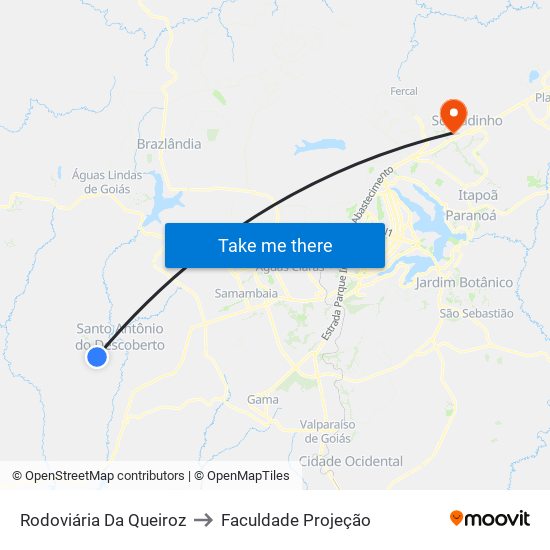 Rodoviária Da Queiroz to Faculdade Projeção map