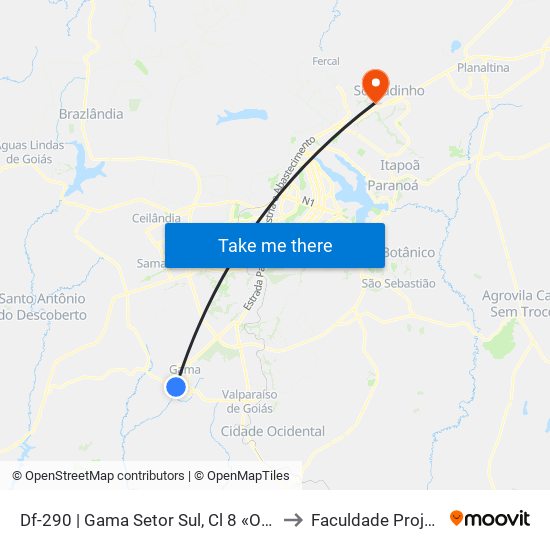 Df-290 | Gama Setor Sul, Cl 8 «Oposto» to Faculdade Projeção map