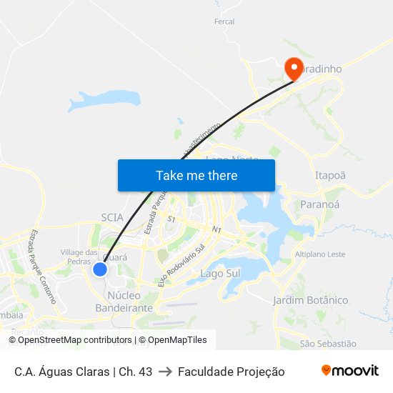 C.A. Águas Claras | Ch. 43 to Faculdade Projeção map