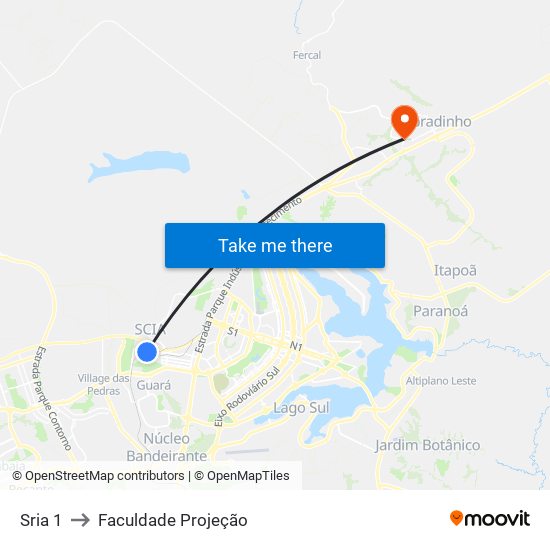 Sria 1 to Faculdade Projeção map