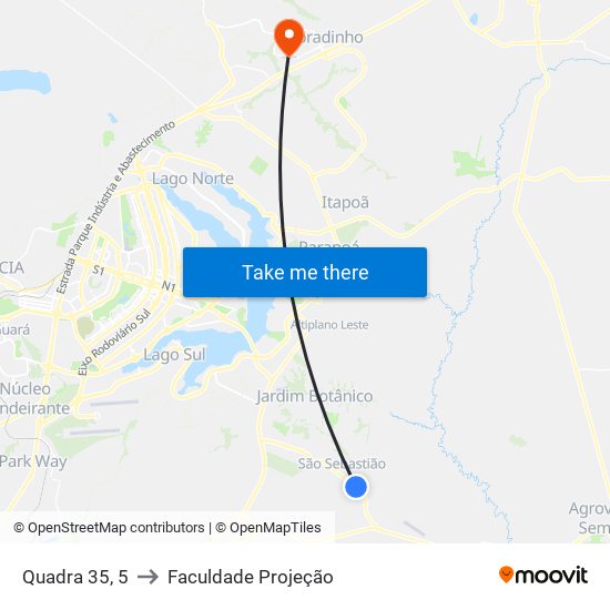 Quadra 35, 5 to Faculdade Projeção map