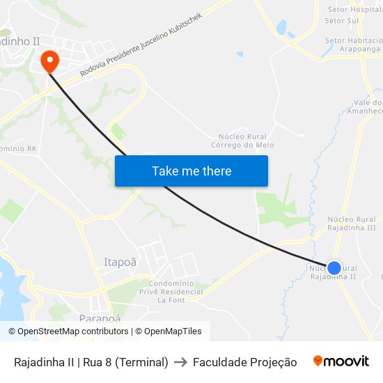 Rajadinha II | Rua 8 (Terminal) to Faculdade Projeção map