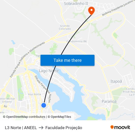 L3 Norte | ANEEL to Faculdade Projeção map