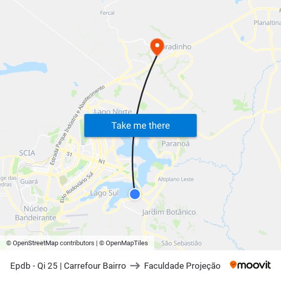 Epdb - Qi 25 | Carrefour Bairro to Faculdade Projeção map