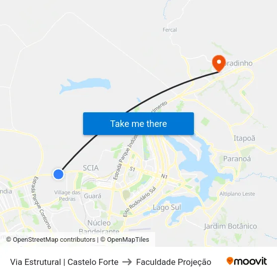 Via Estrutural | Castelo Forte to Faculdade Projeção map
