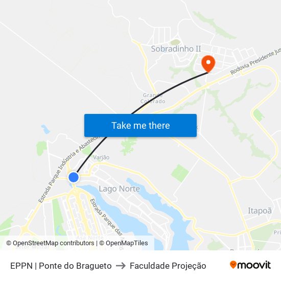 EPPN | Ponte do Bragueto to Faculdade Projeção map