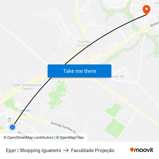 Eppr | Shopping Iguatemi to Faculdade Projeção map