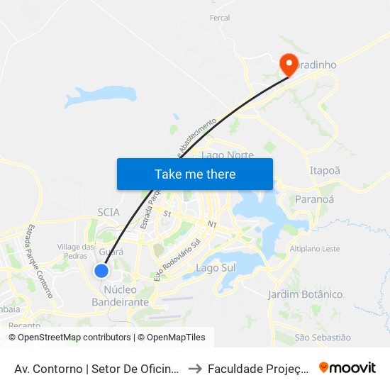 Av. Contorno | Setor De Oficinas to Faculdade Projeção map