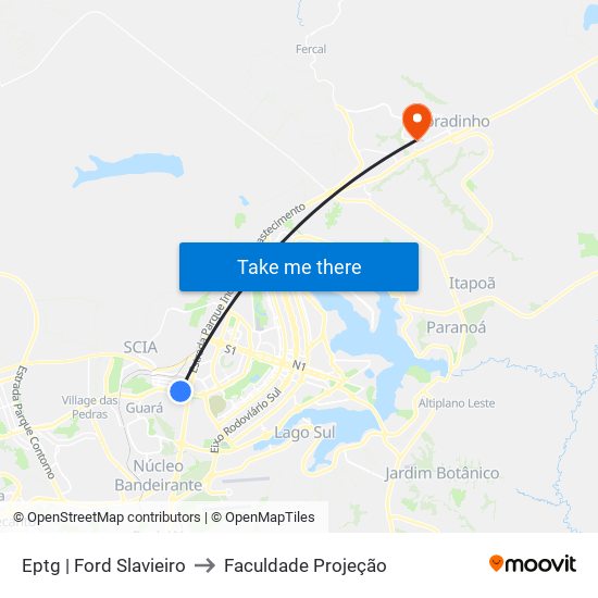 Eptg | Ford Slavieiro to Faculdade Projeção map