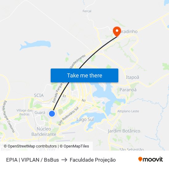 EPIA | VIPLAN / BsBus to Faculdade Projeção map