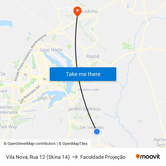 Vila Nova, Rua 12 (Skina 14) to Faculdade Projeção map