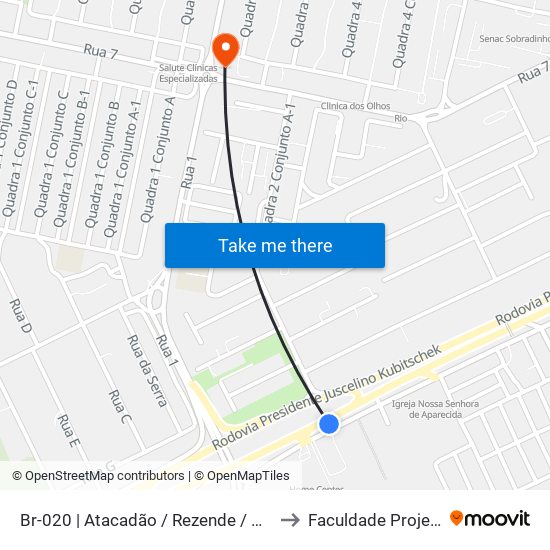 BR-020 | Atacadão / Rezende / Atalaia to Faculdade Projeção map