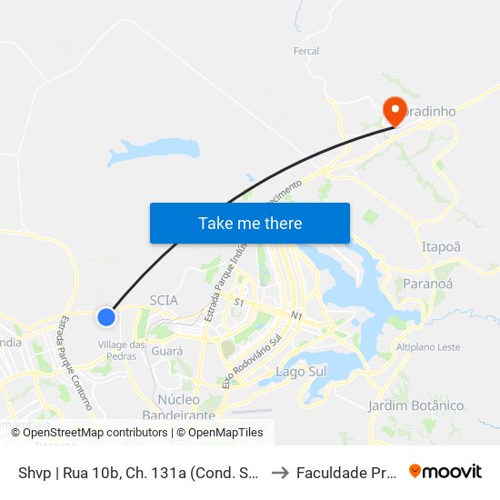 Shvp | Rua 10b, Ch. 131a (Cond. Summer Ville) to Faculdade Projeção map