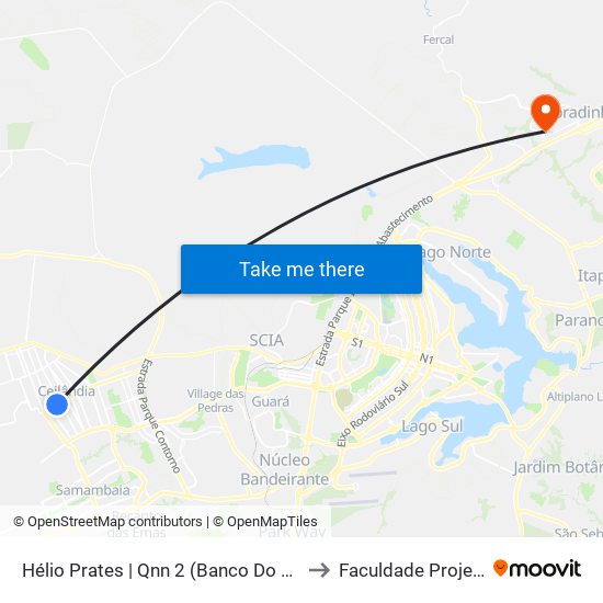 Hélio Prates | Qnn 2 (Banco Do Brasil) to Faculdade Projeção map