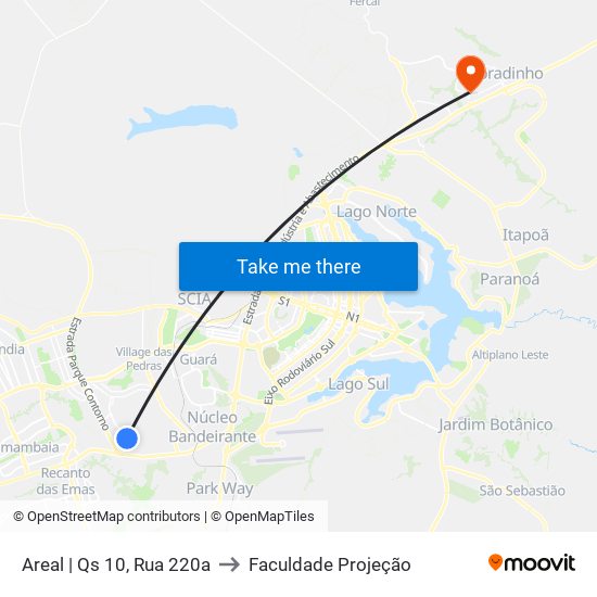 Areal | Qs 10, Rua 220a to Faculdade Projeção map