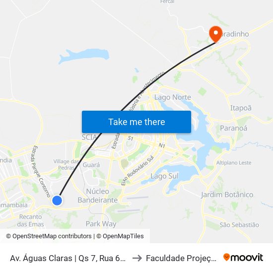 Av. Águas Claras | Qs 7, Rua 640 to Faculdade Projeção map