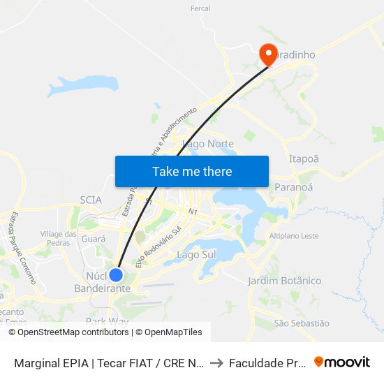 Marginal EPIA | Tecar FIAT / CRE N. Bandeirante to Faculdade Projeção map