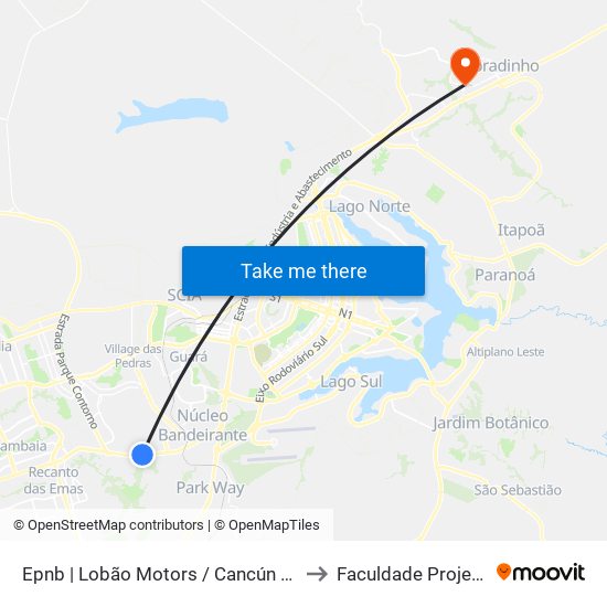 Epnb | Lobão Motors / Cancún Hotel to Faculdade Projeção map