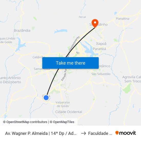 Av. Wagner P. Almeida | 14ª Dp / Administração / A Vila Bar to Faculdade Projeção map