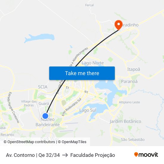 Av. Contorno | Qe 32/34 to Faculdade Projeção map