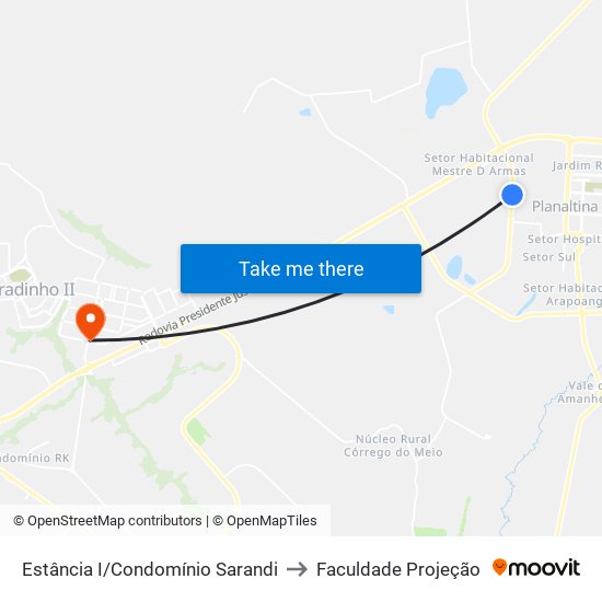 Estância I/Condomínio Sarandi to Faculdade Projeção map