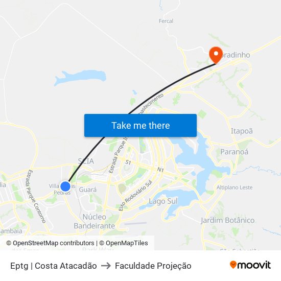 Eptg | Costa Atacadão to Faculdade Projeção map