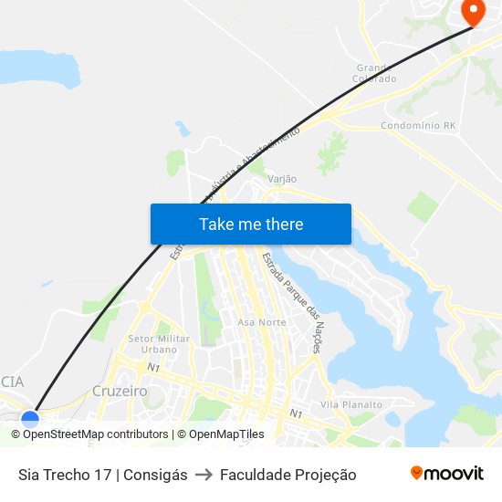 Sia Trecho 17 | Consigás to Faculdade Projeção map