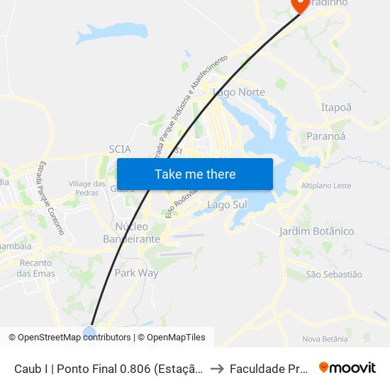 Caub I | Ponto Final 0.806 (Estação Brt Caub) to Faculdade Projeção map