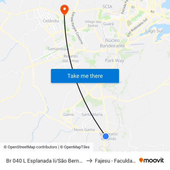 Br 040 L Esplanada Ii/São Bernardo/Hospital Nossa Senhora Aparecida to Fajesu - Faculdade Jesus Maria E José map