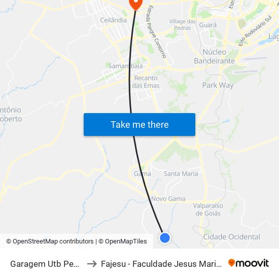 Garagem Utb Pedregal to Fajesu - Faculdade Jesus Maria E José map