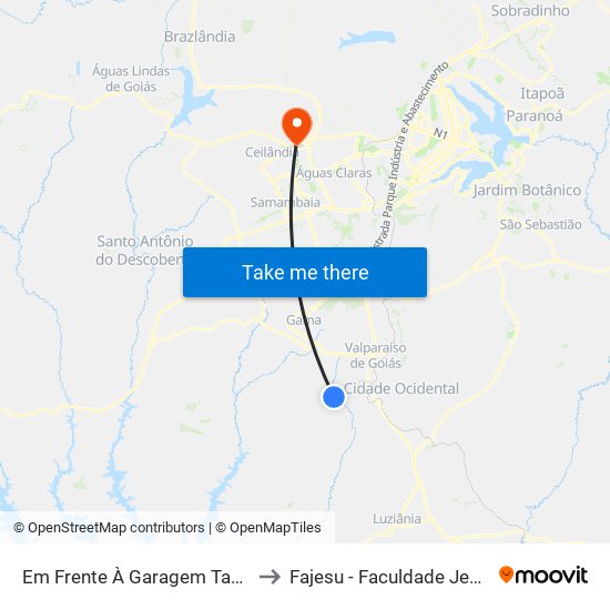 Em Frente À Garagem Taguatur Novo Gama to Fajesu - Faculdade Jesus Maria E José map