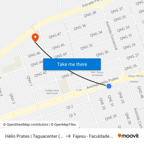 Hélio Prates | Taguacenter (Circulares Sentido Volta) to Fajesu - Faculdade Jesus Maria E José map