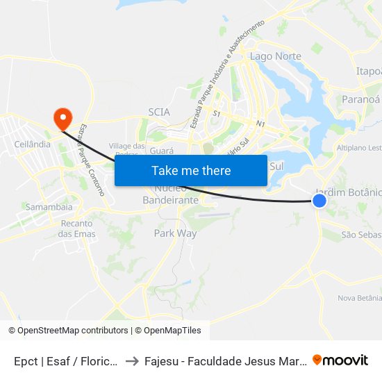Epct | Esaf / Floriculturas to Fajesu - Faculdade Jesus Maria E José map