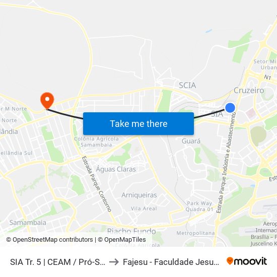 SIA Tr. 5 | CEAM / Pró-Saúde / Bunge to Fajesu - Faculdade Jesus Maria E José map