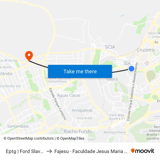 Eptg | Ford Slavieiro to Fajesu - Faculdade Jesus Maria E José map