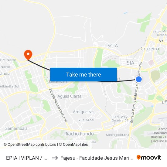 EPIA | VIPLAN / BsBus to Fajesu - Faculdade Jesus Maria E José map