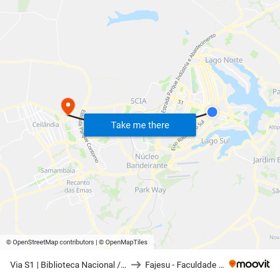 Via S1 | Biblioteca Nacional / Museu Nacional / SESI LAB to Fajesu - Faculdade Jesus Maria E José map