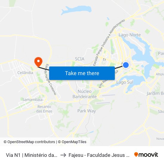 Via N1 | Ministério da Educação to Fajesu - Faculdade Jesus Maria E José map