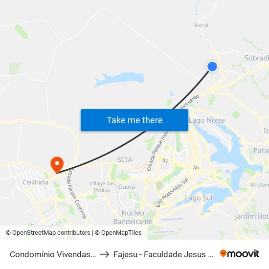 Condomínio  Vivendas Bela Vista to Fajesu - Faculdade Jesus Maria E José map