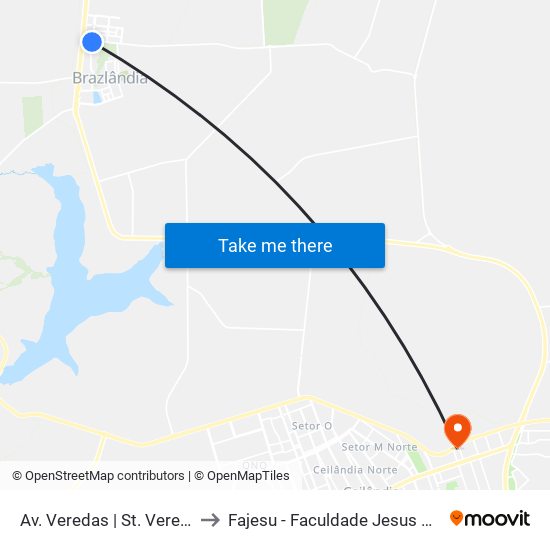 Av. Veredas | St. Veredas, Qd. 6 to Fajesu - Faculdade Jesus Maria E José map