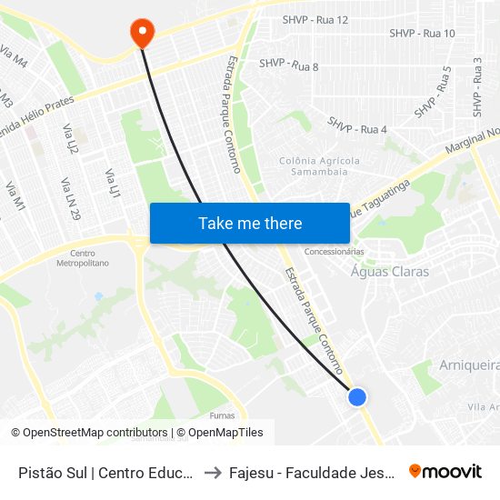 Pistão Sul | Centro Educacional Católica to Fajesu - Faculdade Jesus Maria E José map