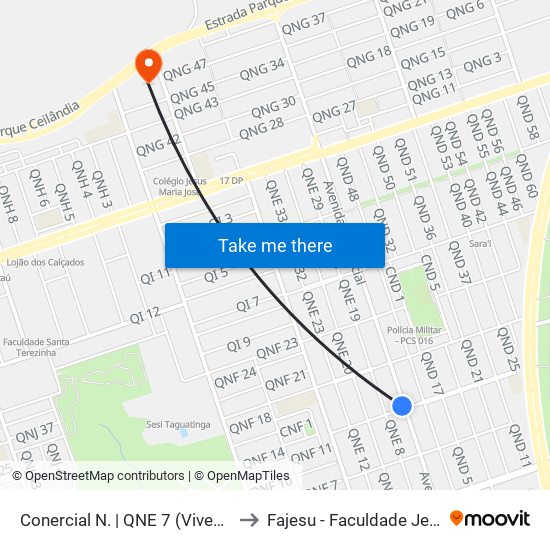 Comercial N. | QNE 7 (IOT / Vivendas) to Fajesu - Faculdade Jesus Maria E José map